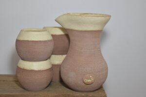 Juego de Jarro y 4 Vasos Gres Satinado